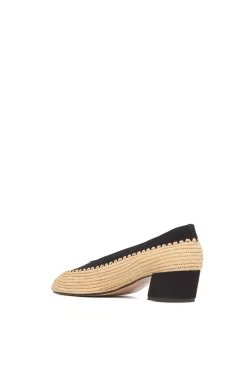 Strength Pump in Black Suede & Natural Raffia