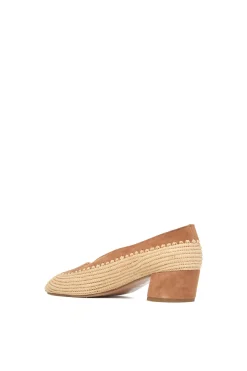 Strength Pump in Camel Suede & Natural Raffia