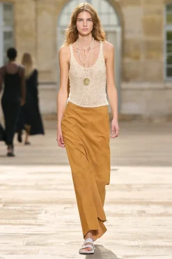 Talor Raw Cut Maxi Skirt in Cashew Suede
