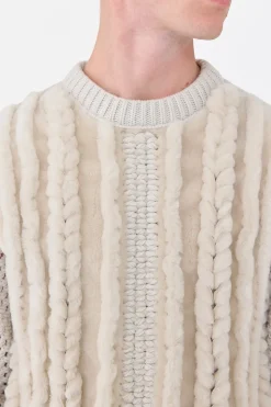 Talus Knit Pullover in Ivory Cashmere & Shearling