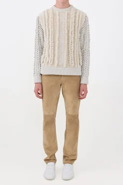 Talus Knit Pullover in Ivory Cashmere & Shearling