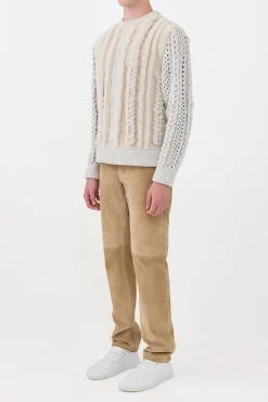 Talus Knit Pullover in Ivory Cashmere & Shearling