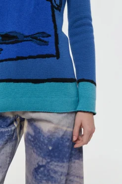 Tarikel Knit Sweater in Water Multi Cashmere