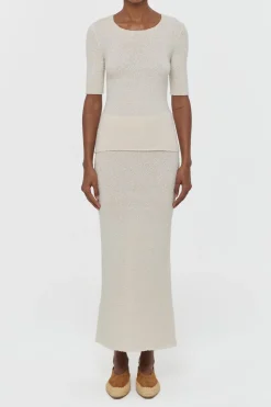 Terranova Knit Maxi Skirt in Off White Mulberry Silk