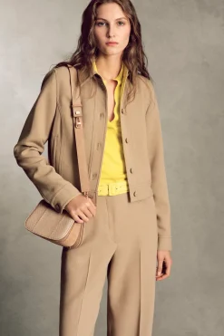 Thereza Jacket in Camel & Citrine Virgin Wool Crepe