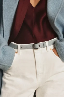 Thin Elster Belt in Light Blue Suede
