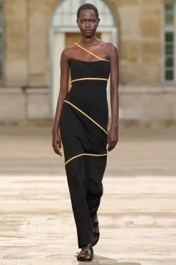 Tibor Rope Strapless Maxi Dress in Black Suede & Merino Wool