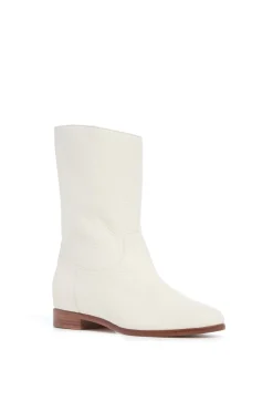 Tina Ankle Boot in Ivory Textured Leather