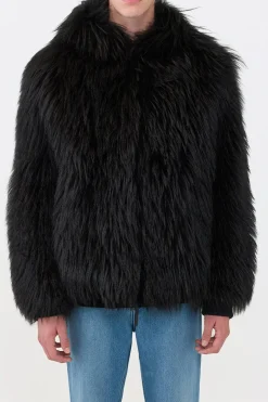 Tom Hoody Jacket in Black Cashmere Shearling