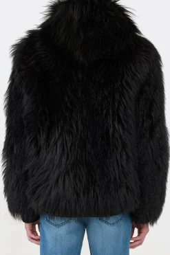 Tom Hoody Jacket in Black Cashmere Shearling