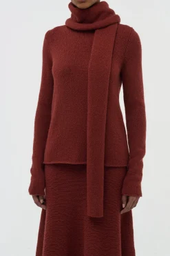Tulsi Knit Scarf in Burnt Sienna Cashmere