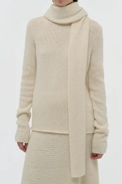 Tulsi Knit Scarf in Ivory Cashmere