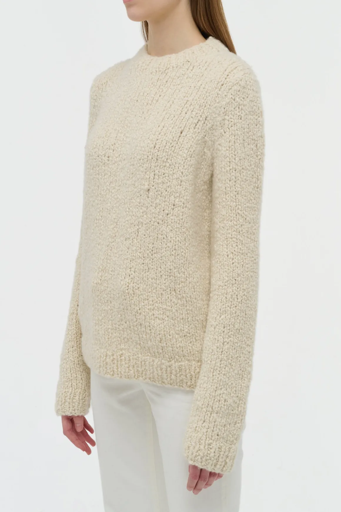 Typhon Knit Sweater in Ivory Cashmere Boucle