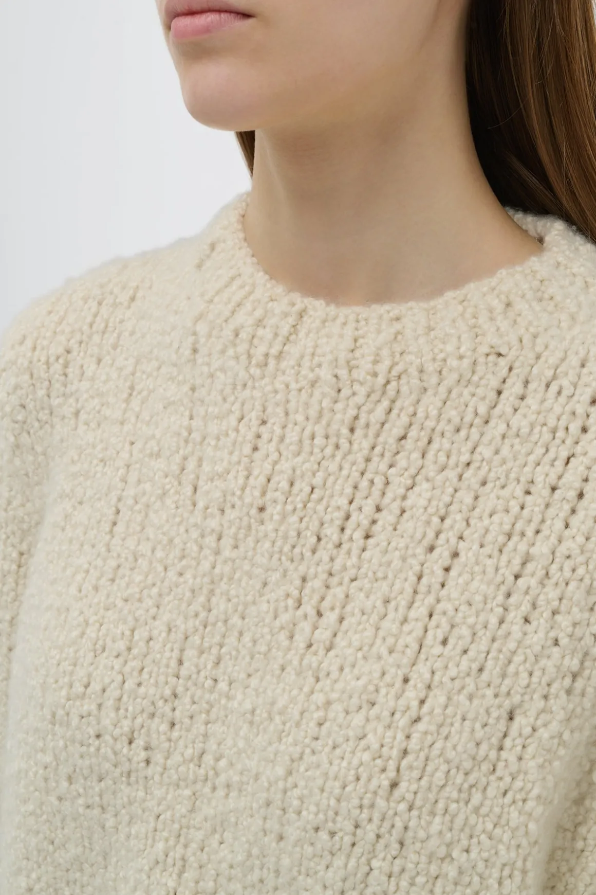 Typhon Knit Sweater in Ivory Cashmere Boucle