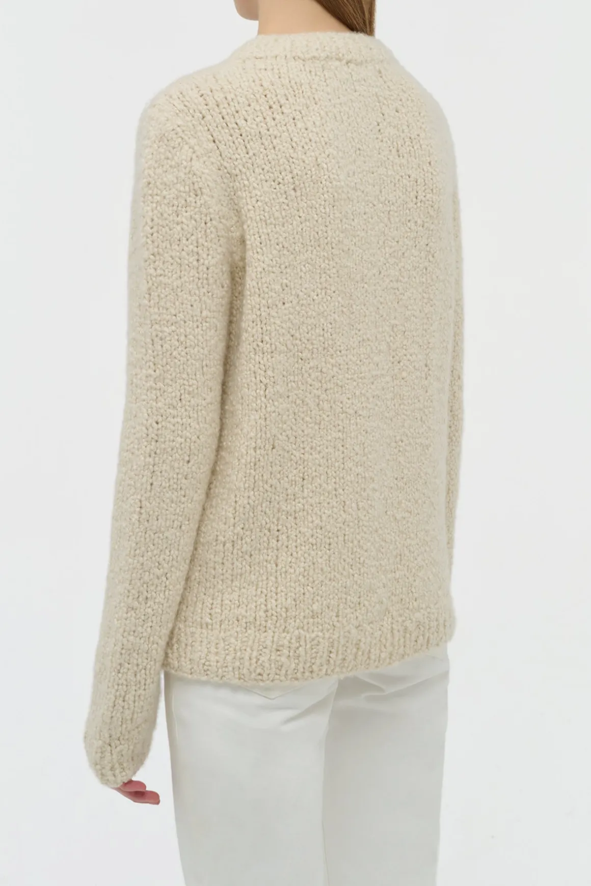Typhon Knit Sweater in Ivory Cashmere Boucle
