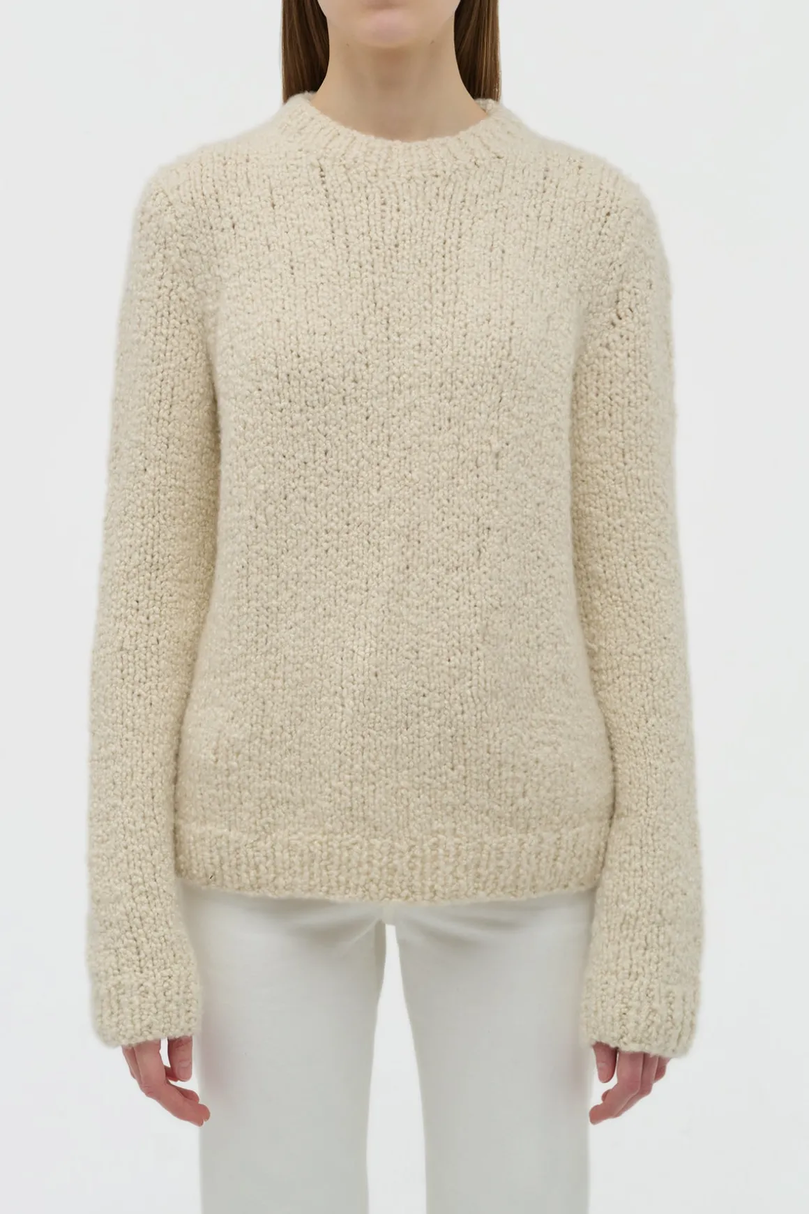 Typhon Knit Sweater in Ivory Cashmere Boucle
