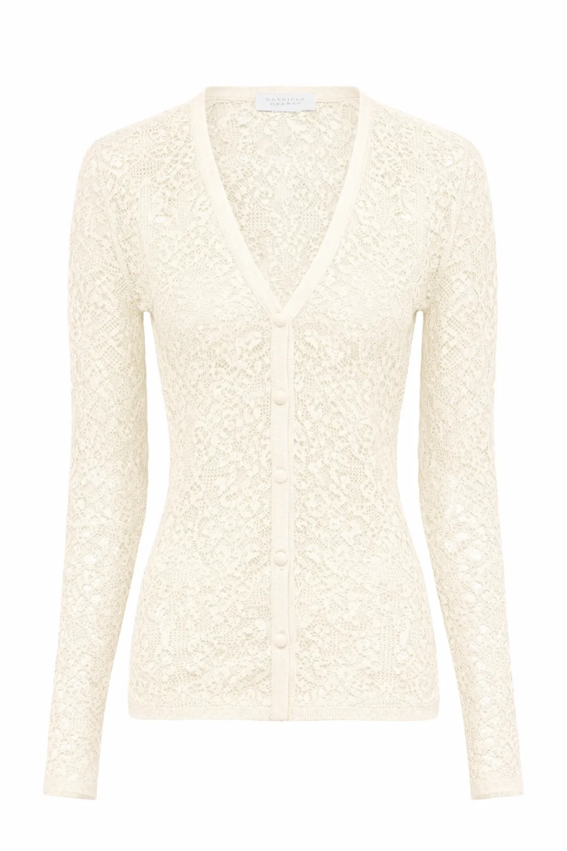 Ultraris Lace Knit Cardigan in Off White Virgin Wool