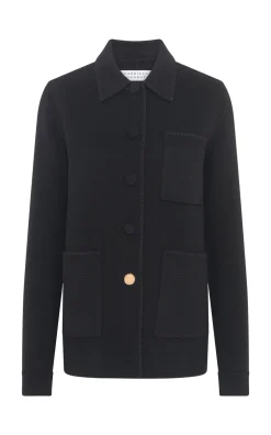 Ulu Chore Jacket in Black Double-face Recycled Cashmere