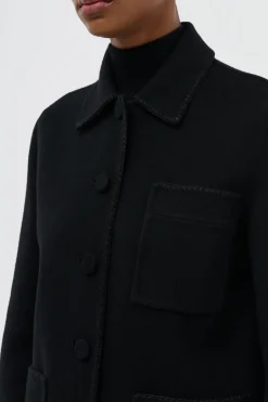 Ulu Chore Jacket in Black Double-face Recycled Cashmere