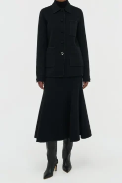 Ulu Chore Jacket in Black Double-face Recycled Cashmere