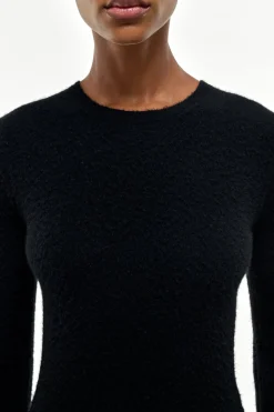 Uriel Knit Maxi Dress in Black Brushed Cashmere