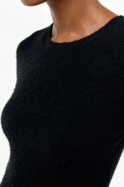 Uriel Knit Maxi Dress in Black Brushed Cashmere