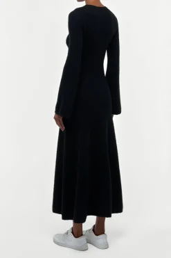 Uriel Knit Maxi Dress in Black Brushed Cashmere