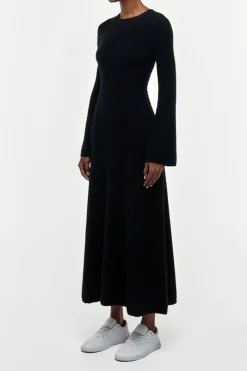 Uriel Knit Maxi Dress in Black Brushed Cashmere