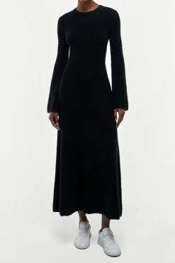 Uriel Knit Maxi Dress in Black Brushed Cashmere