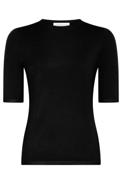 Valentia Knit T-Shirt in Black Mulberry Silk