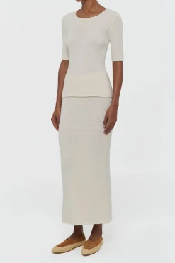 Valentia Knit T-Shirt in Off White Mulberry Silk