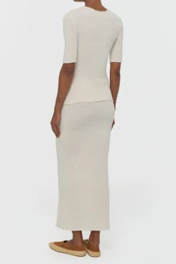 Valentia Knit T-Shirt in Off White Mulberry Silk