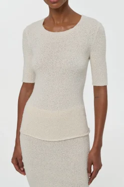 Valentia Knit T-Shirt in Off White Mulberry Silk