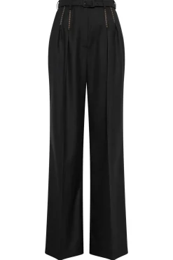 Vargas Wide-leg Pant in Black & Camel Cashmere