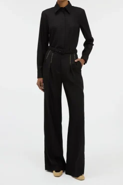 Vargas Wide-leg Pant in Black & Camel Cashmere