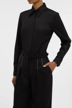 Vargas Wide-leg Pant in Black & Camel Cashmere