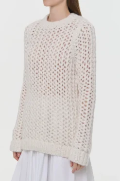 Veralune Knit Crewneck Sweater in Off White Welfat Cashmere