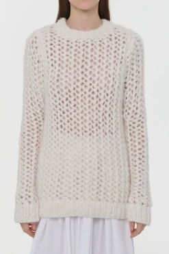 Veralune Knit Crewneck Sweater in Off White Welfat Cashmere