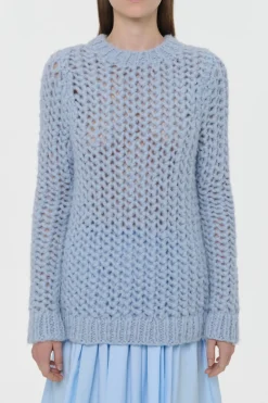 Veralune Knit Crewneck Sweater in Light Blue Welfat Cashmere