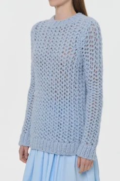 Veralune Knit Crewneck Sweater in Light Blue Welfat Cashmere