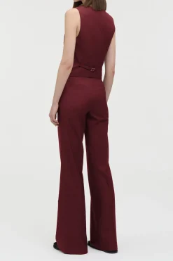 Vesta Flare Pant in Bordeaux Wool Silk