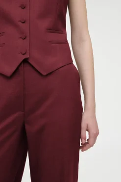 Vesta Flare Pant in Bordeaux Wool Silk