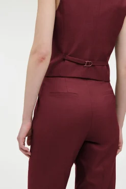 Vesta Flare Pant in Bordeaux Wool Silk