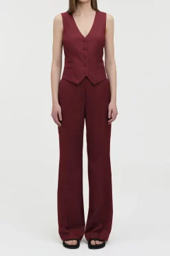 Vesta Flare Pant in Bordeaux Wool Silk