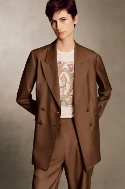 Vesta Flare Pant in Chestnut Wool Silk