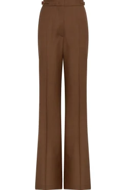 Vesta Flare Pant in Chestnut Wool Silk