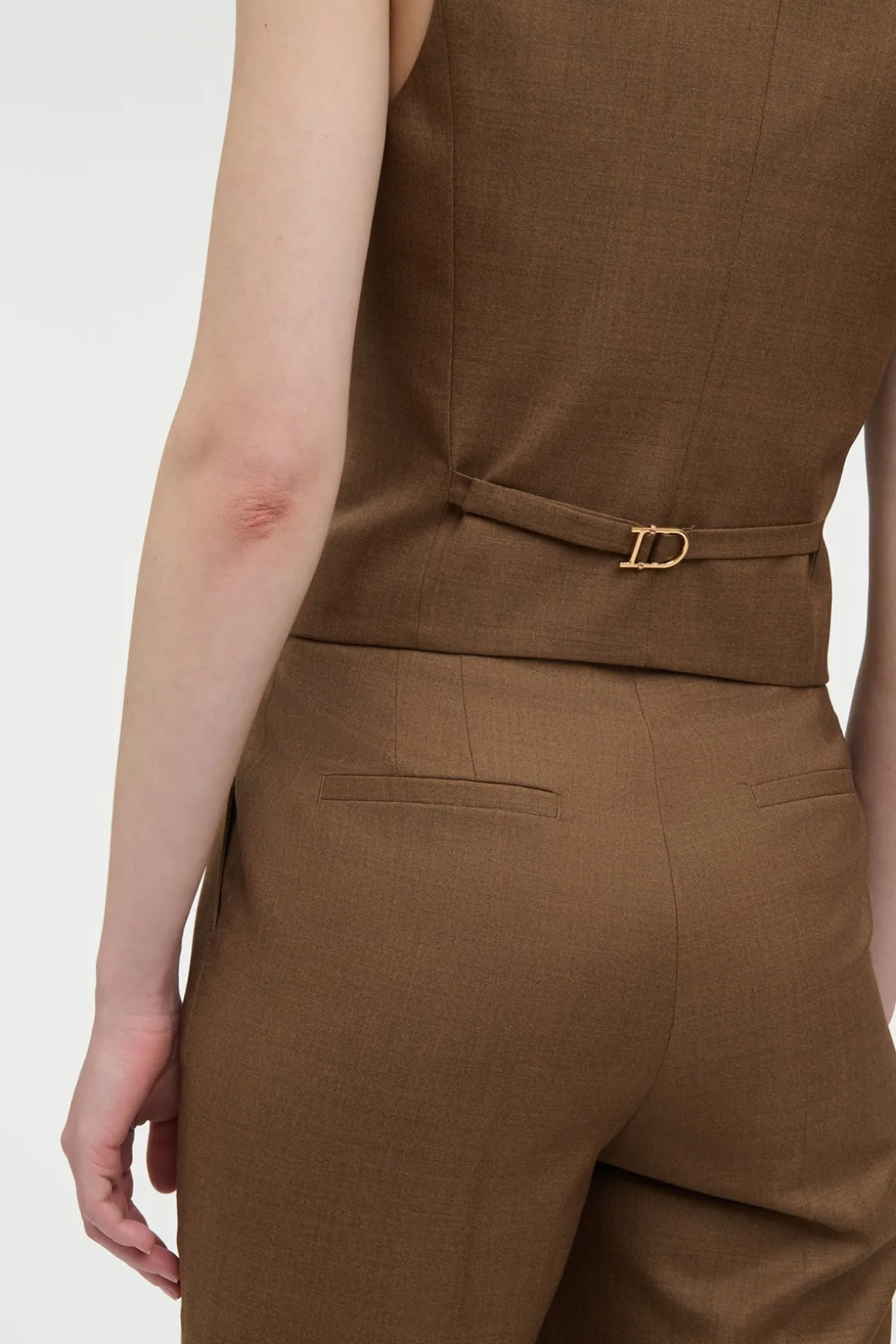Vesta Flare Pant in Chestnut Wool Silk