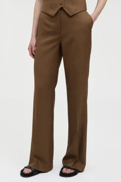 Vesta Flare Pant in Chestnut Wool Silk