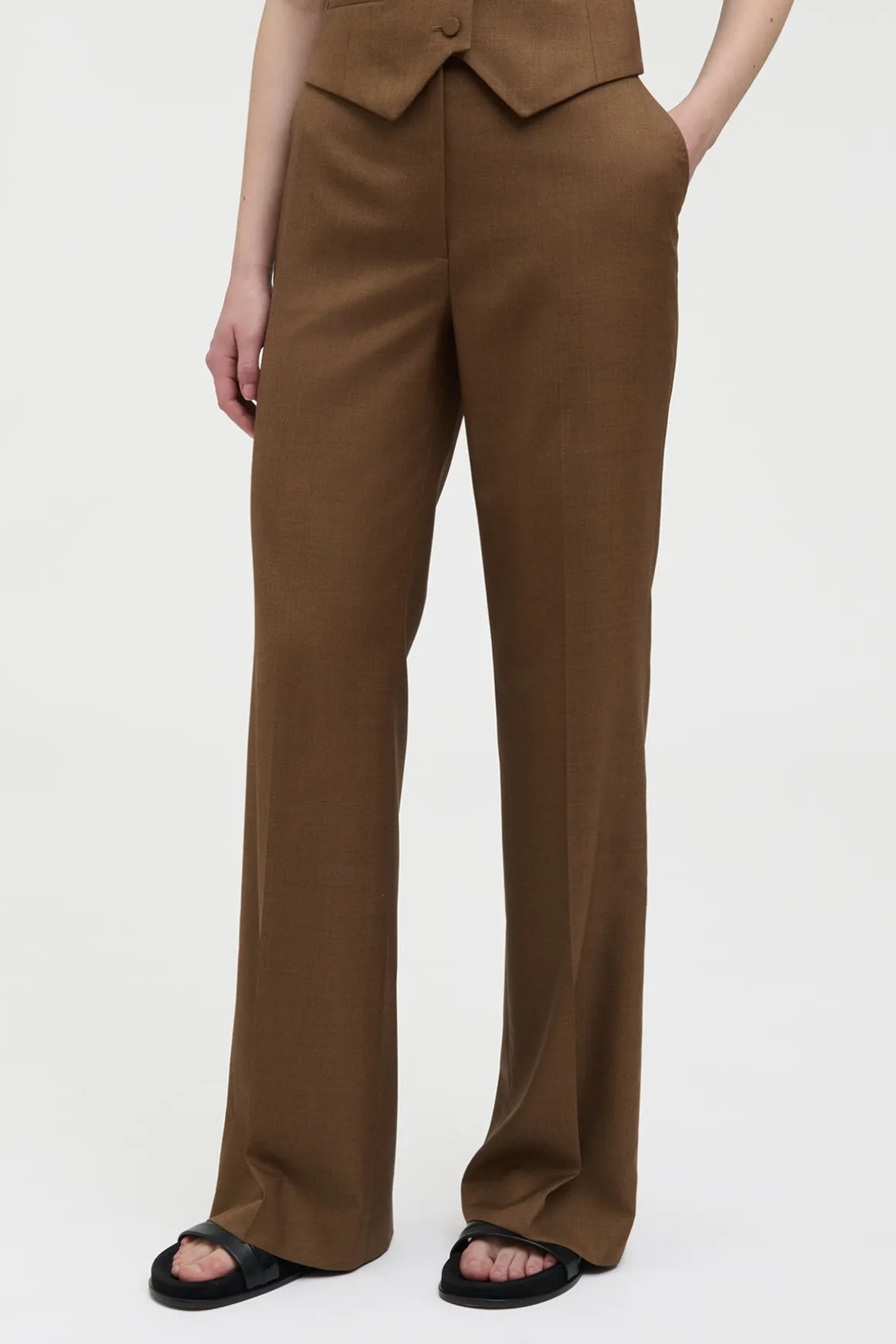Vesta Flare Pant in Chestnut Wool Silk