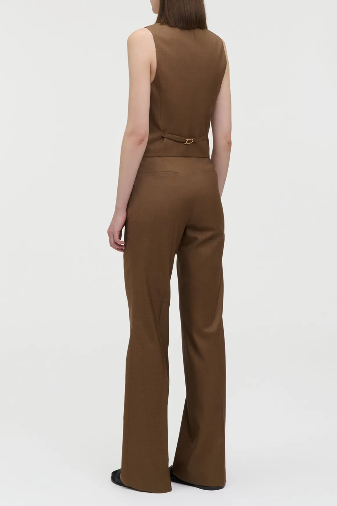Vesta Flare Pant in Chestnut Wool Silk